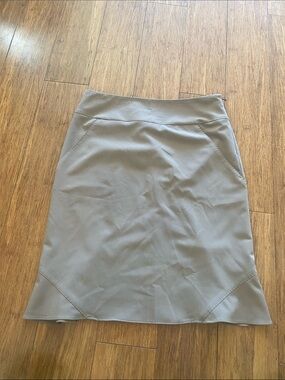 Max Studio Light Gray Midi A-Line Skirt